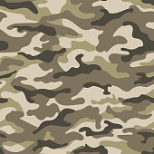 Khaki military camouflage seamless pattern. Vector