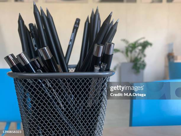 still life with black pencils - graphite mining stock pictures, royalty-free photos & images