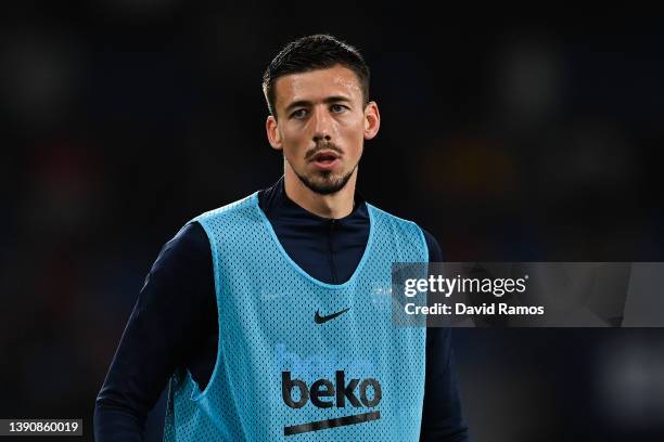 Clement Lenglet of FC Barcelona looks on during the La Liga Santander match between Levante UD and FC Barcelona at Ciutat de Valencia Stadium on...