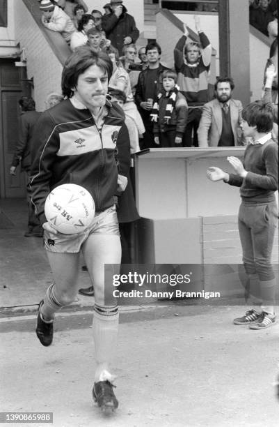 Newcastle United striker Peter Beardsley takes to the pitch before a 2-2 draw against Huddersfield Town which seals promotion back to the First...