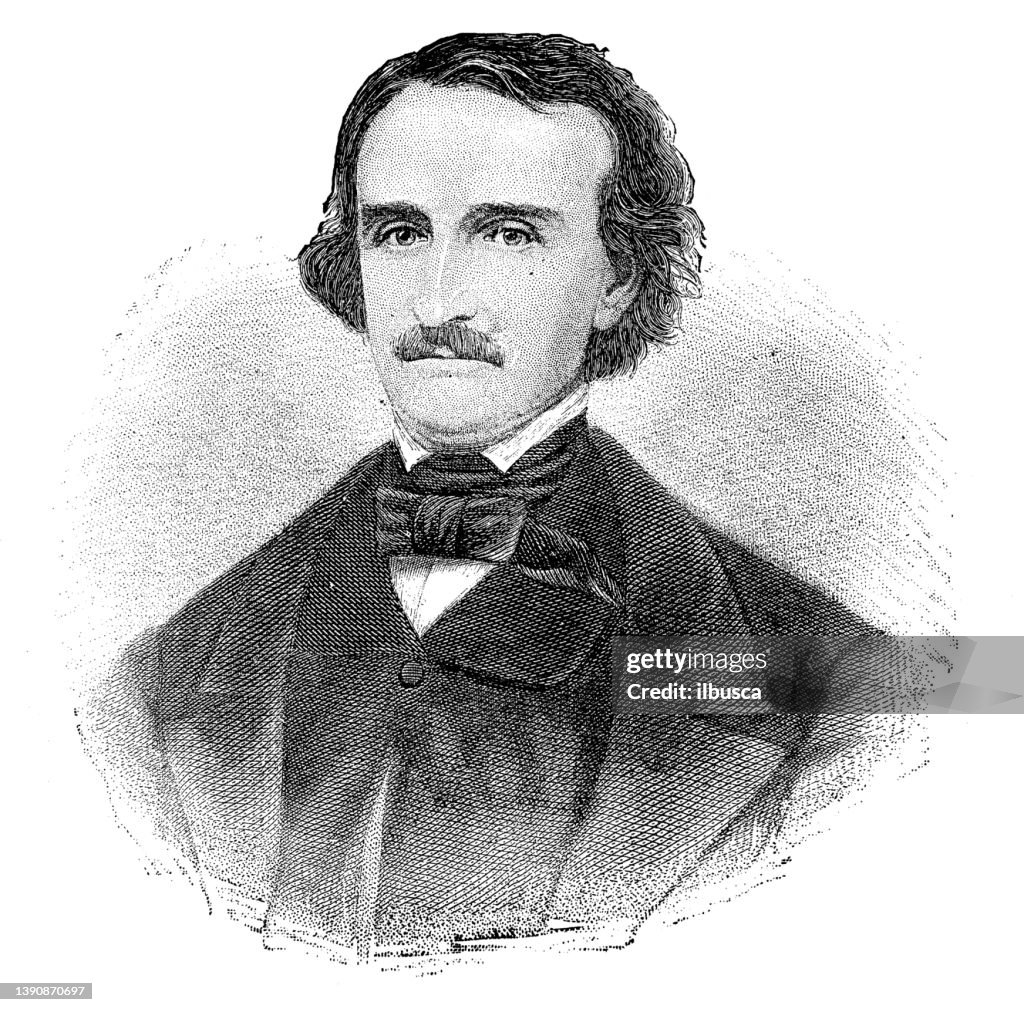 Portrait of famous authors from the past: Edgar Allan Poe