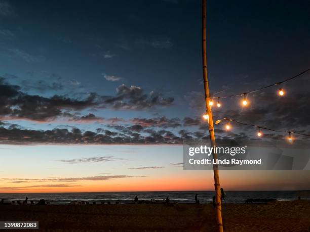 string light on the beach - nayarit stock-fotos und bilder