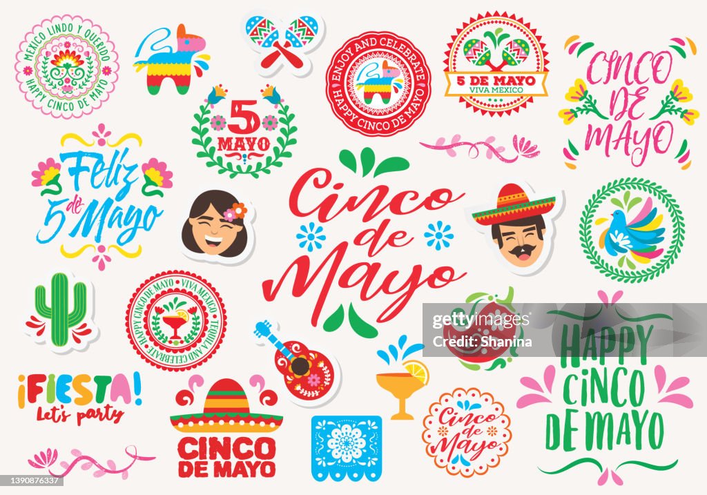 Cinco de Mayo labels and icons collection