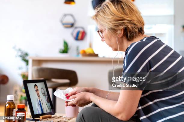 telemedicine - virtual visit stock pictures, royalty-free photos & images