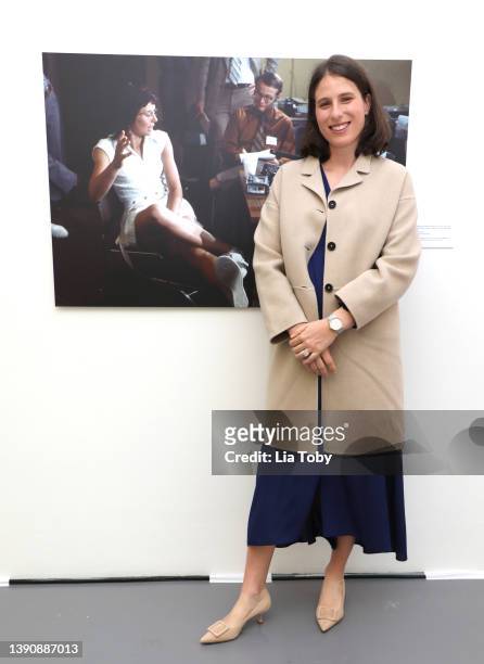 Johanna Konta attends the exhibtion "In-Focus: Women's Sport through the Lens" at Saatchi Gallery on April 11, 2022 in London, England.