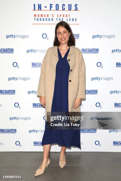 Johanna Konta attends the exhibtion "In-Focus: Women's Sport through the Lens" at Saatchi Gallery on April 11, 2022 in London, England.