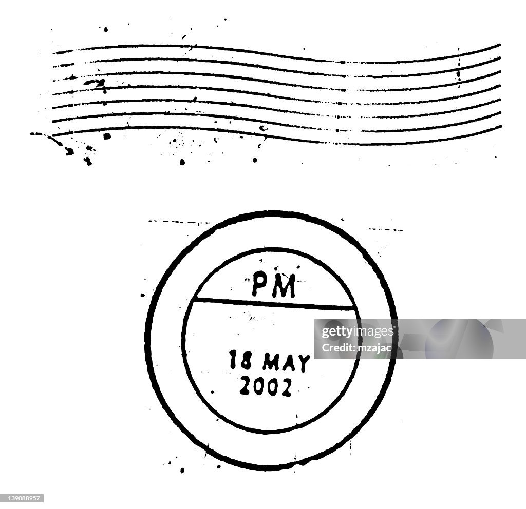 Postal Marks and stamps on white background