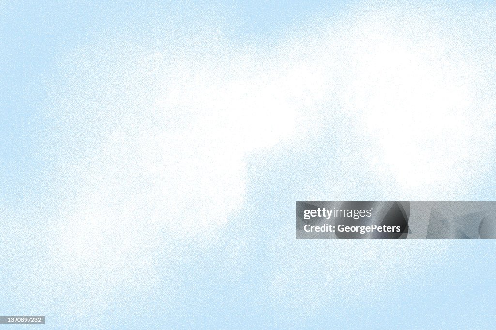 Stipple illustration of cumulus clouds