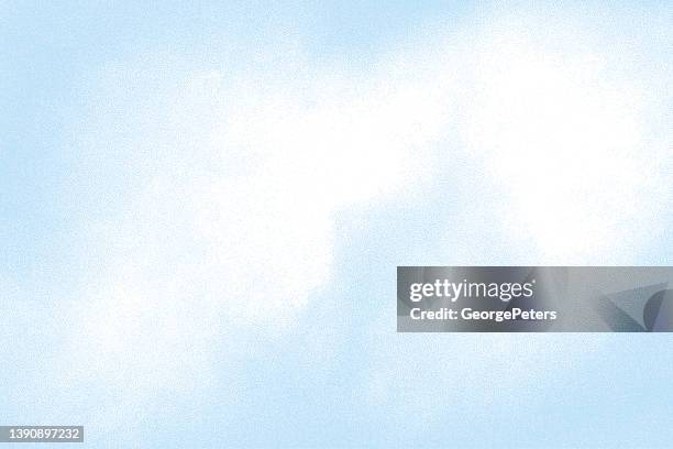 stipple illustration of cumulus clouds - light blue background 幅插畫檔、美工圖案、卡通及圖標