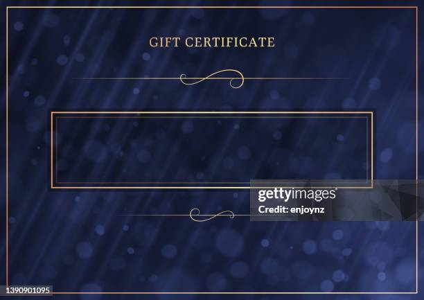 gift certificate vector design - blue-and-gold-background stock illustrations