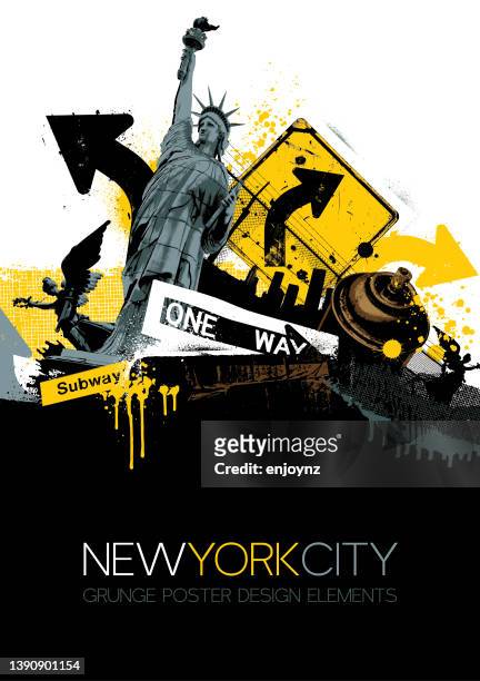ilustrações, clipart, desenhos animados e ícones de vetor grunge da cidade de nova york - graffito