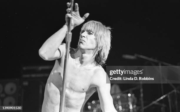 Iggy Pop performs at the Academy of Music in New York, December 31, 1973.