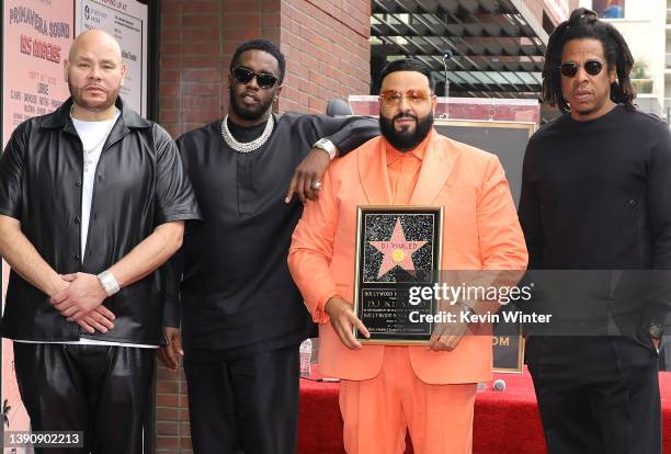 Fat Joe, Sean Combs, DJ Khaled and Jay-Z attend the Hollywood Walk of Fame Star Ceremony for DJ Khaled on April 11, 2022 in Hollywood, California.