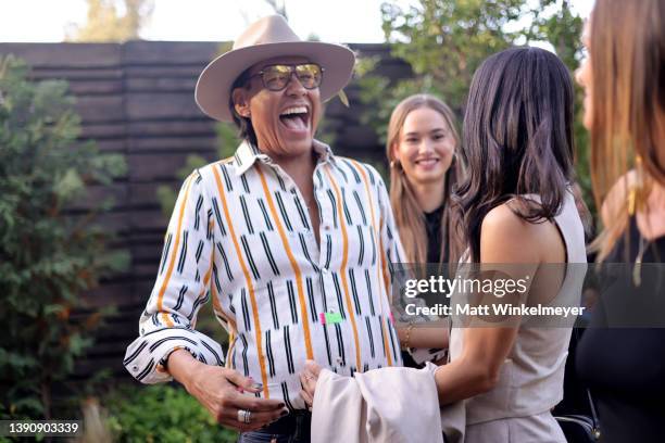 Bird Runningwater and Julia Jones attend Prime Video Red Carpet Premiere For New Western Series "Outer Range" at Harmony Gold on April 07, 2022 in...