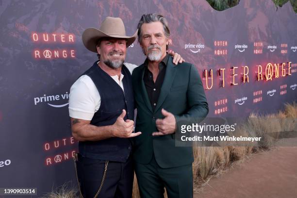 Brian Bowen Smith and Josh Brolin attend Prime Video Red Carpet Premiere For New Western Series "Outer Range" at Harmony Gold on April 07, 2022 in...