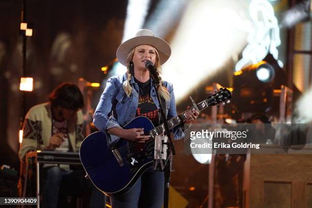 Miranda Lambert performs onstage during rehearsal for the 2022 CMT Music Awards on Broadway in Downtown Nashville on April 10, 2022 in Nashville,...