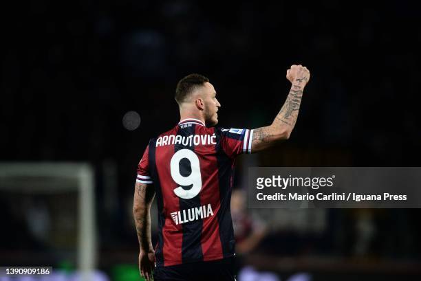 Marko Arnautovic of Bologna FC celebrates after scoring his team's and his peronal second goal during the Serie A match between Bologna FC v UC...