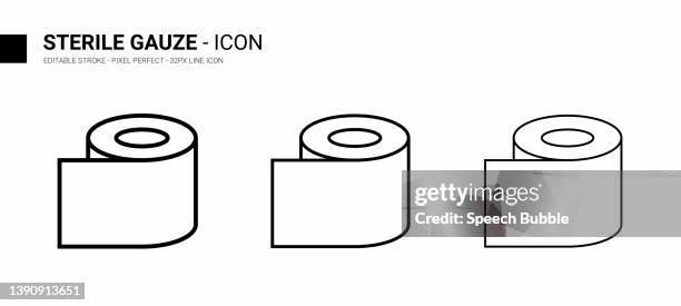 sterile gauze line icon design, editable stroke, pixel perfect, stock illustration. - elastic tape stock illustrations