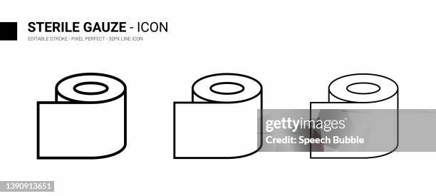 sterile gauze line icon design, editable stroke, pixel perfect, stock illustration. - roll up stock illustrations