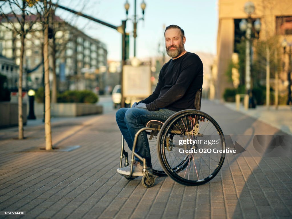Disabled Man in a City