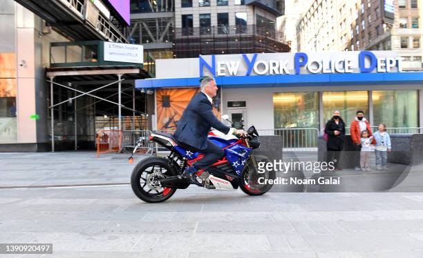 Shane McMahon, Executive Chairman, Ideanomics rides the Energica bike as he participates in the Ideanomics and Energica Motor Company: "Evolving the...