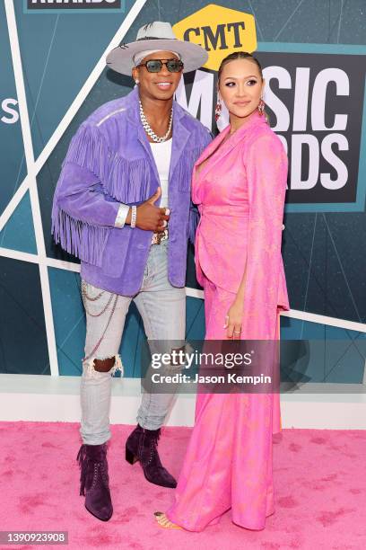 Jimmie Allen and Alexis Gale attend the 2022 CMT Music Awards at Nashville Municipal Auditorium on April 11, 2022 in Nashville, Tennessee.