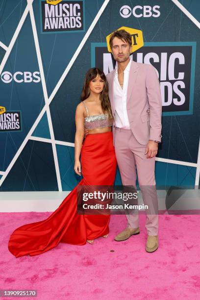 Maren Morris and Ryan Hurd attend the 2022 CMT Music Awards at Nashville Municipal Auditorium on April 11, 2022 in Nashville, Tennessee.