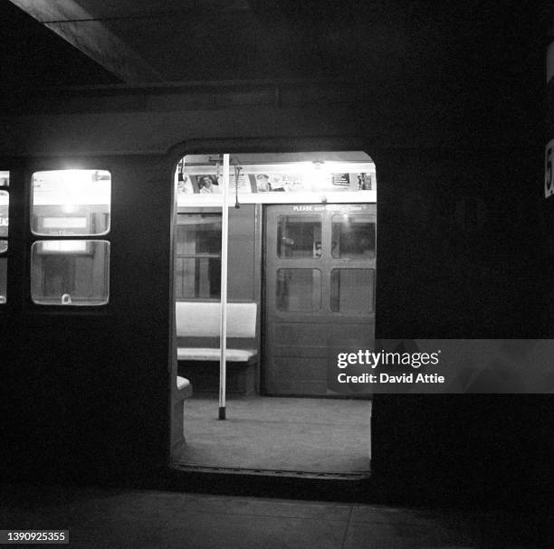 New York City subway car in January 1959 in New York City, New York.