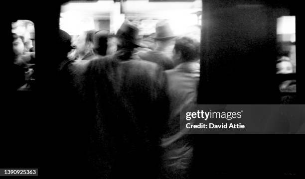 Passengers entering the New York City subway in January 1959 in New York City, New York.