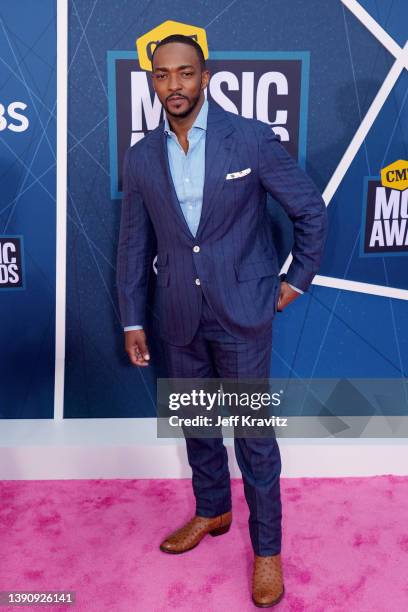 Co-host Anthony Mackie attends the 2022 CMT Music Awards at Nashville Municipal Auditorium on April 11, 2022 in Nashville, Tennessee.