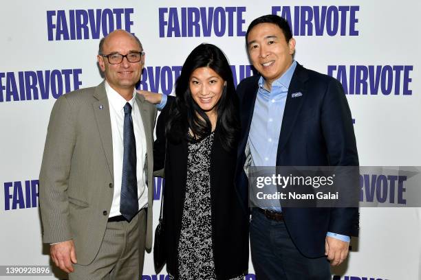 Rob Richie, Evelyn Yang, and Andrew Yang attend the 2022 FairVote Awards at City Winery on April 11, 2022 in New York City.