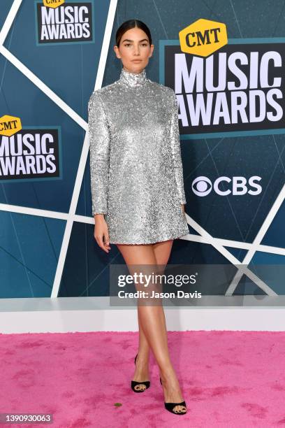 Lily Aldridge attends the 2022 CMT Music Awards at Nashville Municipal Auditorium on April 11, 2022 in Nashville, Tennessee.