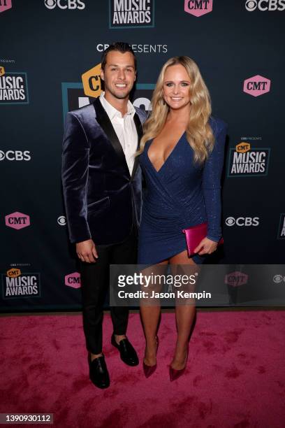 Brendan McLoughlin and Miranda Lambert attend the 2022 CMT Music Awards at Nashville Municipal Auditorium on April 11, 2022 in Nashville, Tennessee.
