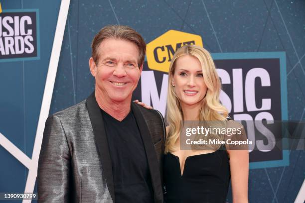 Dennis Quaid and Laura Savoie attend the 2022 CMT Music Awards at Nashville Municipal Auditorium on April 11, 2022 in Nashville, Tennessee.