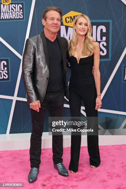 Dennis Quaid and Laura Savoie attend the 2022 CMT Music Awards at Nashville Municipal Auditorium on April 11, 2022 in Nashville, Tennessee.