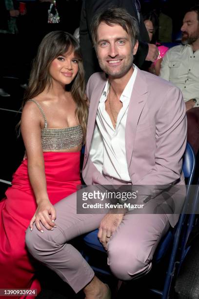 Maren Morris and Ryan Hurd attend at the 2022 CMT Music Awards at Nashville Municipal Auditorium on April 11, 2022 in Nashville, Tennessee.