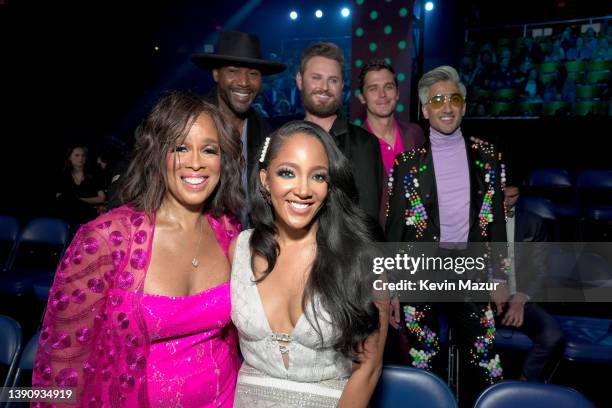 Gayle King, Mickey Guyton, Karamo Brown, Bobby Berk, Antoni Porowski and Tan France attend the 2022 CMT Music Awards at Nashville Municipal...