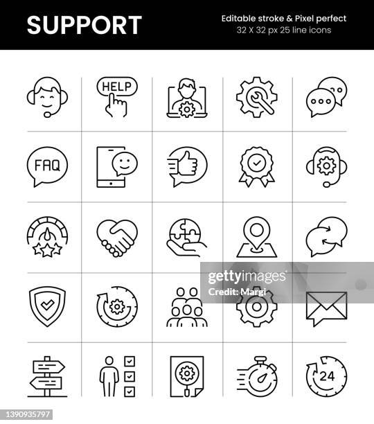 customer support editable stroke line icons - premium access 幅插畫檔、美工圖案、卡通及圖標