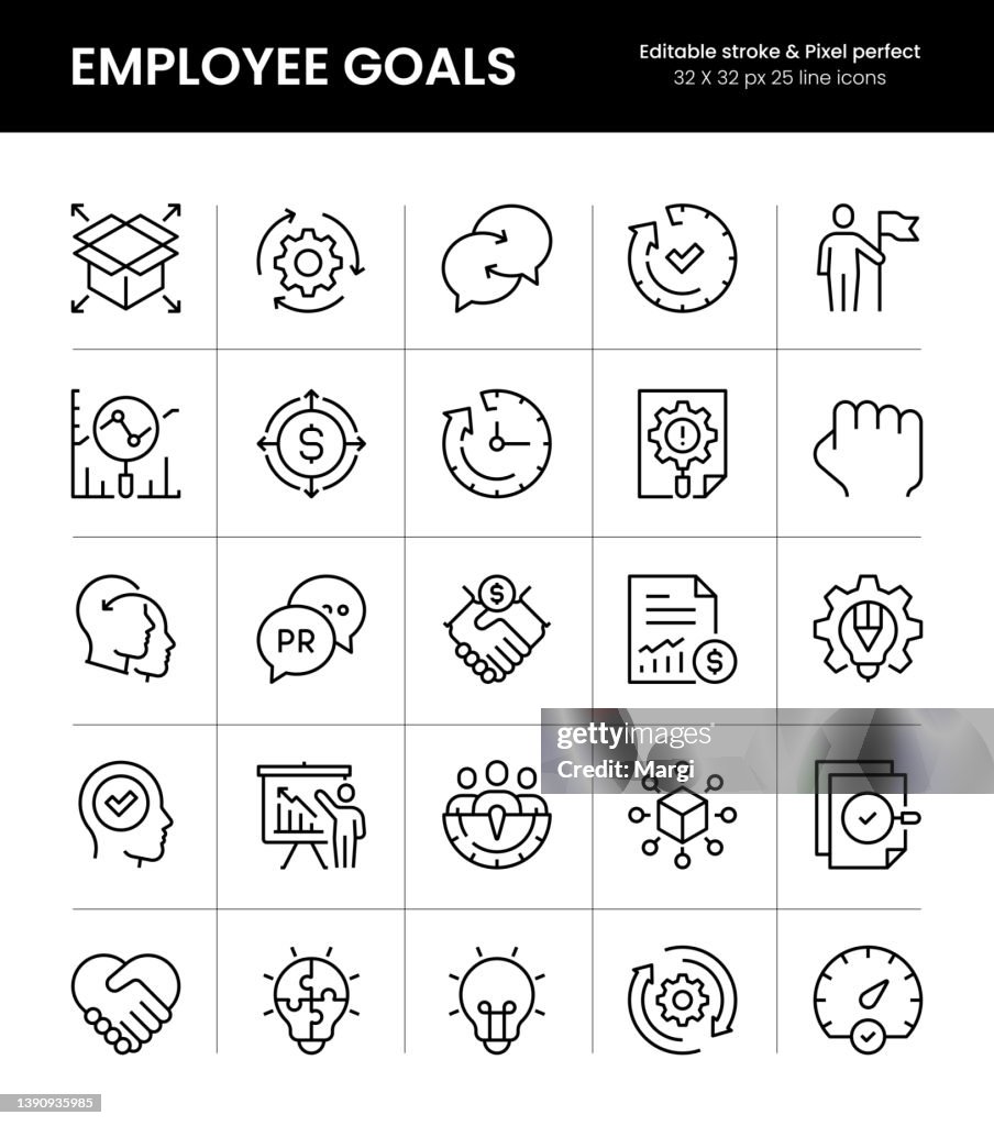 Employee Goals Editable Stroke Line Icons