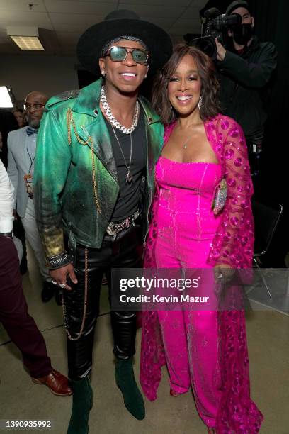 Jimmie Allen and Gayle King attend the 2022 CMT Music Awards at Nashville Municipal Auditorium on April 11, 2022 in Nashville, Tennessee.