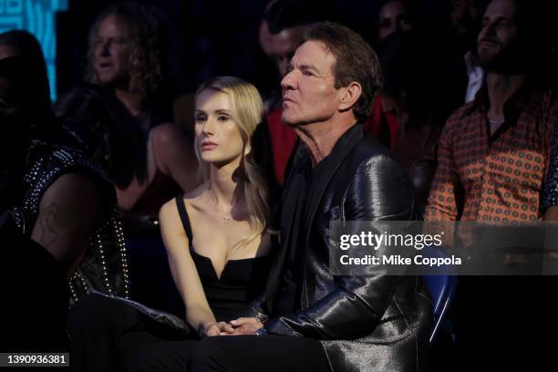 Laura Savoie and Dennis Quaid attend the 2022 CMT Music Awards at Nashville Municipal Auditorium on April 11, 2022 in Nashville, Tennessee.