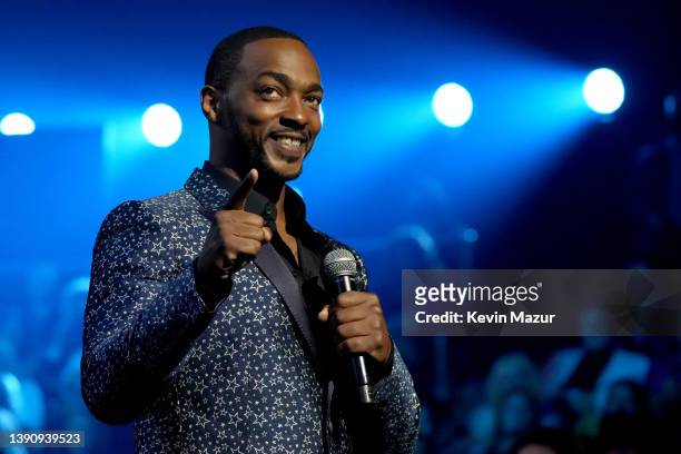 Anthony Mackie speaks at the 2022 CMT Music Awards at Nashville Municipal Auditorium on April 11, 2022 in Nashville, Tennessee.