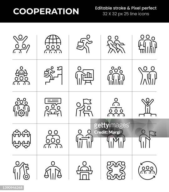 cooperation editable stroke line icons - employee 幅插畫檔、美工圖案、卡通及圖標