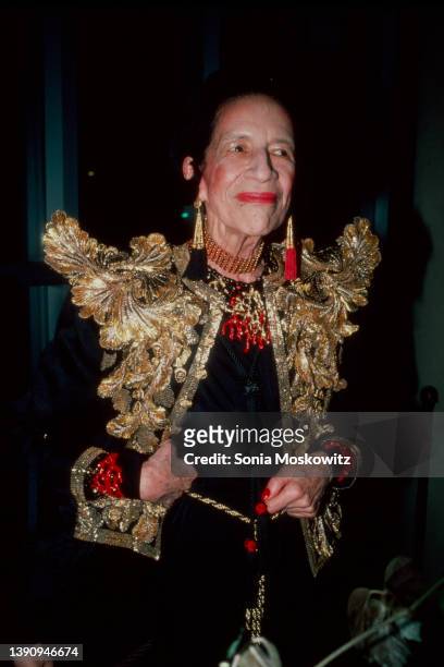 French-born American fashion editor Diana Vreeland attends the Metropolitan Museum Costume Institute Gala, New York, New York, December 9, 1980.