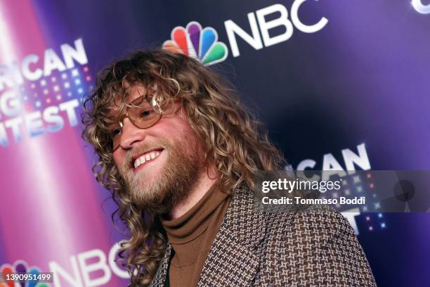 Allen Stone attends the NBC's "American Song Contest" Week 4 Red Carpet at Universal Studios Hollywood on April 11, 2022 in Universal City,...