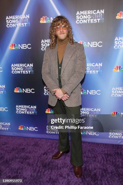 Allen Stone attends NBC's "American Song Contest" Week 4 Red Carpet at Universal Studios Hollywood on April 11, 2022 in Universal City, California.
