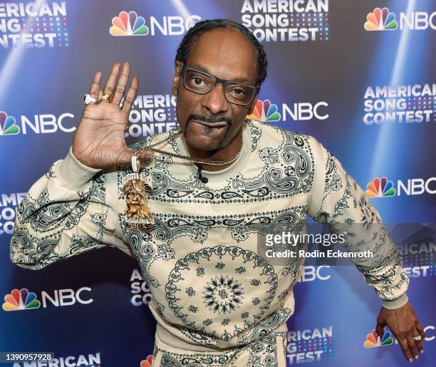 Snoop Dogg attends NBC's "American Song Contest" Week 4 at Universal Studios Hollywood on April 11, 2022 in Universal City, California.