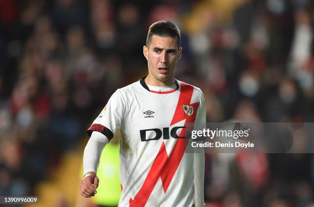 Sergi Guardiola of Rayo Vallecano reacts during the La Liga Santander match between Rayo Vallecano and Valencia CF at Campo de Futbol de Vallecas on...