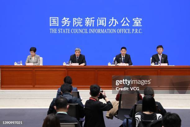 Xu Hongcai , vice-minister of Finance, speaks during a policy briefing on leveraging government bonds at State Council Information Office on April...