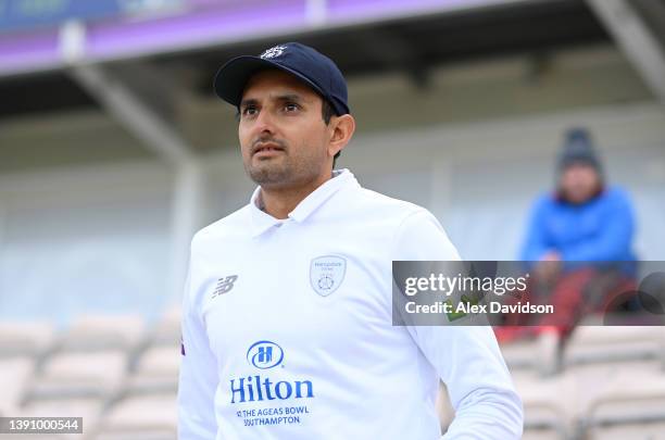 Mohammad Abbas of Hampshire take to the field during Day Two of the LV= Insurance County Championship match between Hampshire and Somerset at The...